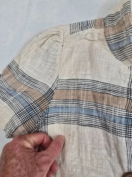 Plaid 100% Cotton Sleeveless Dress & Cropped Button-Up Shirt Top Set 16 XL - Picture 8 of 13